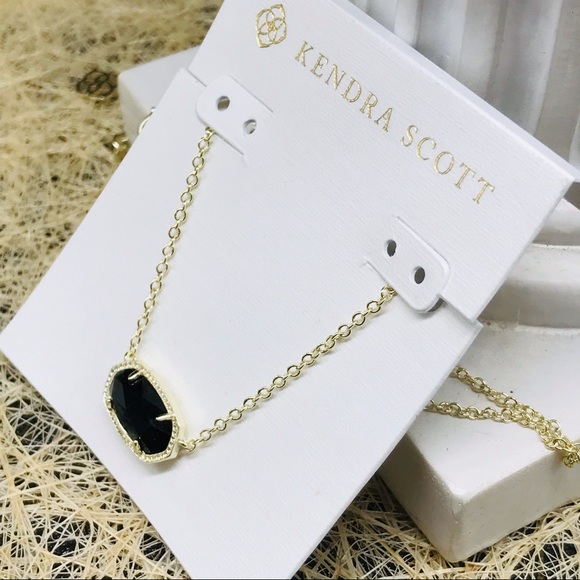 Kendra Scott Elisa Black Opaque necklace Gold Plated - Picture 2 of 9